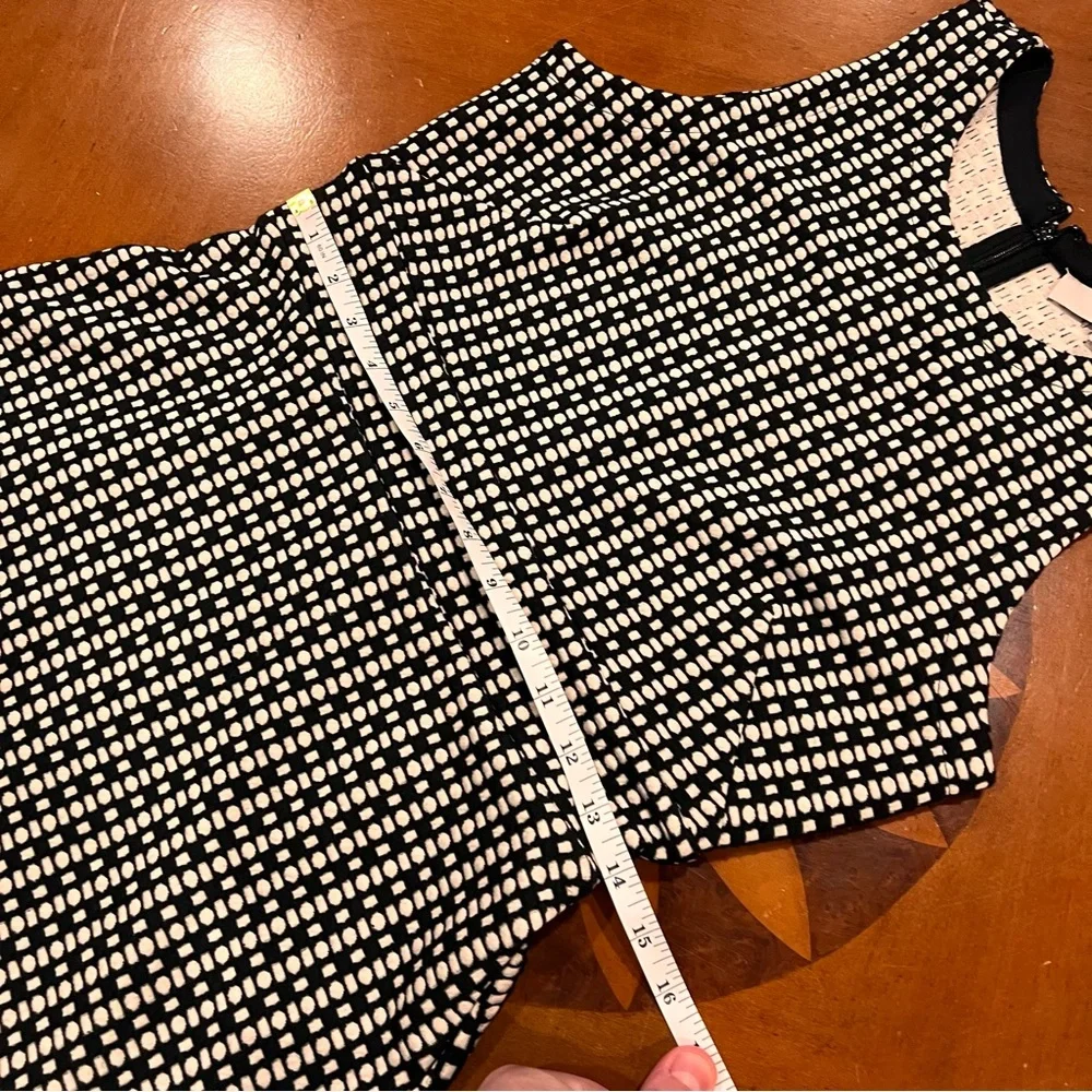 NEW $80 Ann Taylor LOFT Sleeveless Knee-Length Fit & Flare Dress Black Geo Print - Picture 15 of 16